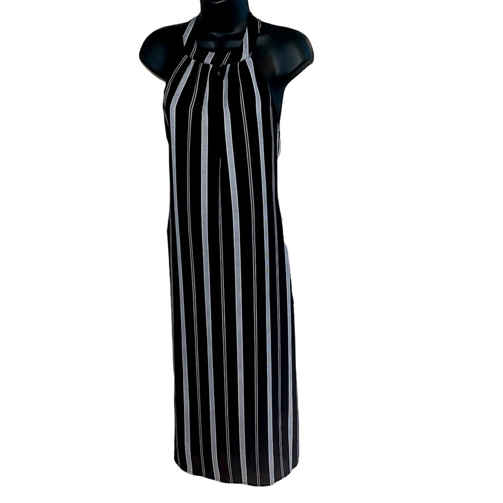 Three Hearts Black and White Striped Maxi Dress